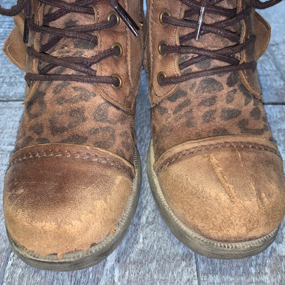 Next Direct Leather Leopard Print Boots - Picture 3 of 8